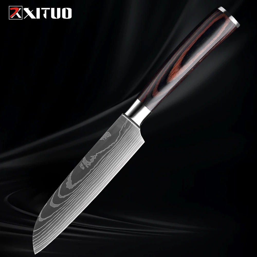 XITUO Santoku Knife 5 Inch, Japanese Chef Knife, Multi-purpose Kitchen Cooking Knife for Chopping Meat and Vegetables,Fruit