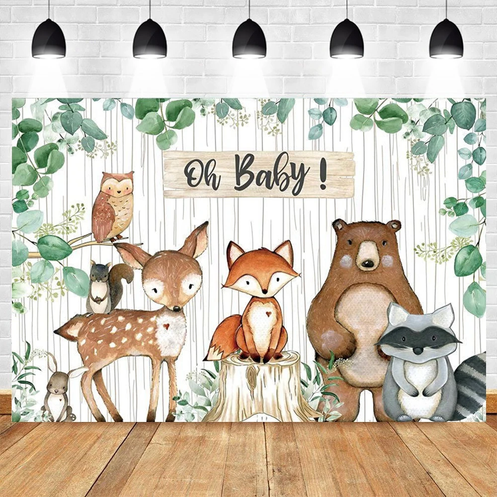 

Oh Baby Safari Birthday Party Photography Background Jungle Forest Wild Animal Vinyl Backdrop Decor For Photo Studio BannerProps