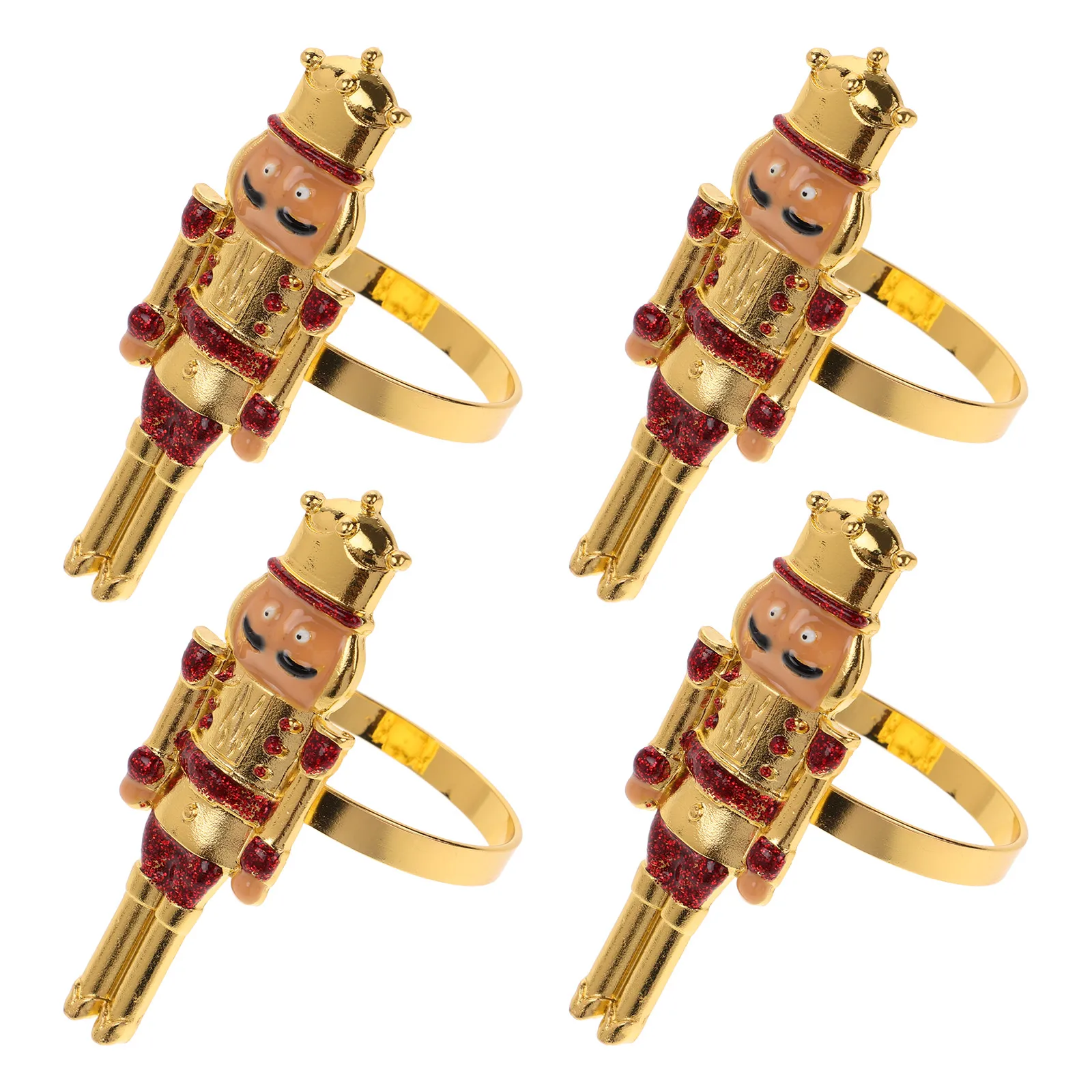 

4Pcs Christmas Nutcracker Napkin Buckles Alloy Napkin Rings Dinner Table Decoration Holiday Party Decor Restaurant Decoration