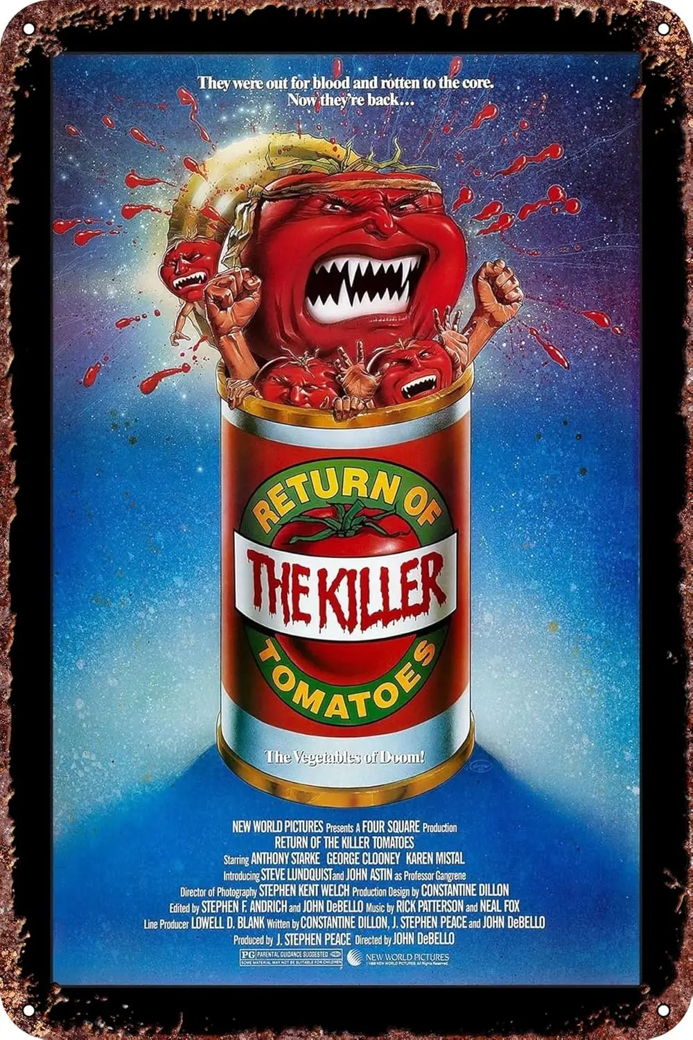 Return of the Killer Tomatoes! Wall Decor Sign Movie Poster -   Vintage Look Metal Tin Sign,Bar, Man CAVE Art Decoration