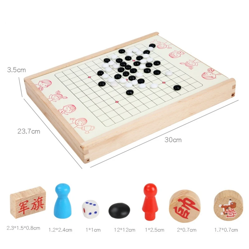 Chinese Checkers Flying Chess Multifunction Board Games Animal Chess Set Backgammon Weiqi Go Game Kids Party Toy Educational