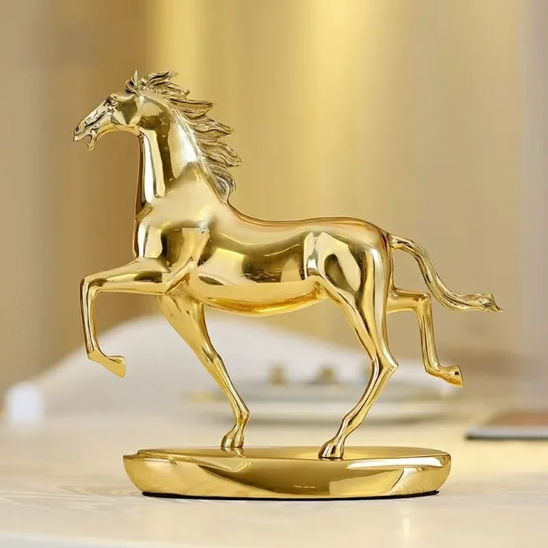 Golden Brass Horses Collection Horse Figurine Decoration Decor Collectible Statue