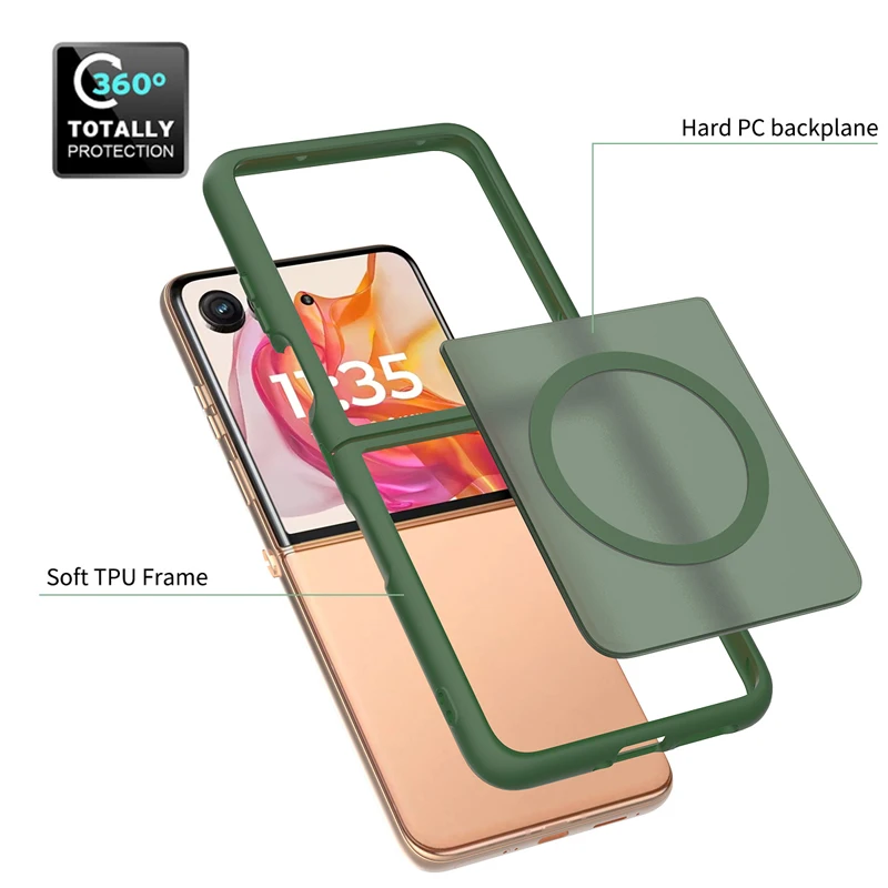 

For Motorola MOTO Razr 70 Ultra, Razr Ultra 2026 Magnetic Case ELVEV Hard PC TPU Matte Transparent Phone Cover