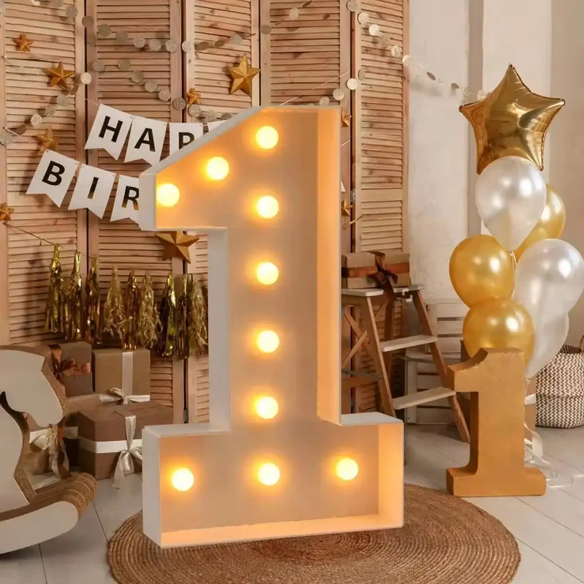 Giant Number Led Light for Kids Birthday Party Wedding Anniversary Decor DIY Frame Marquee Number KT Board Balloon Filling Box - view 2