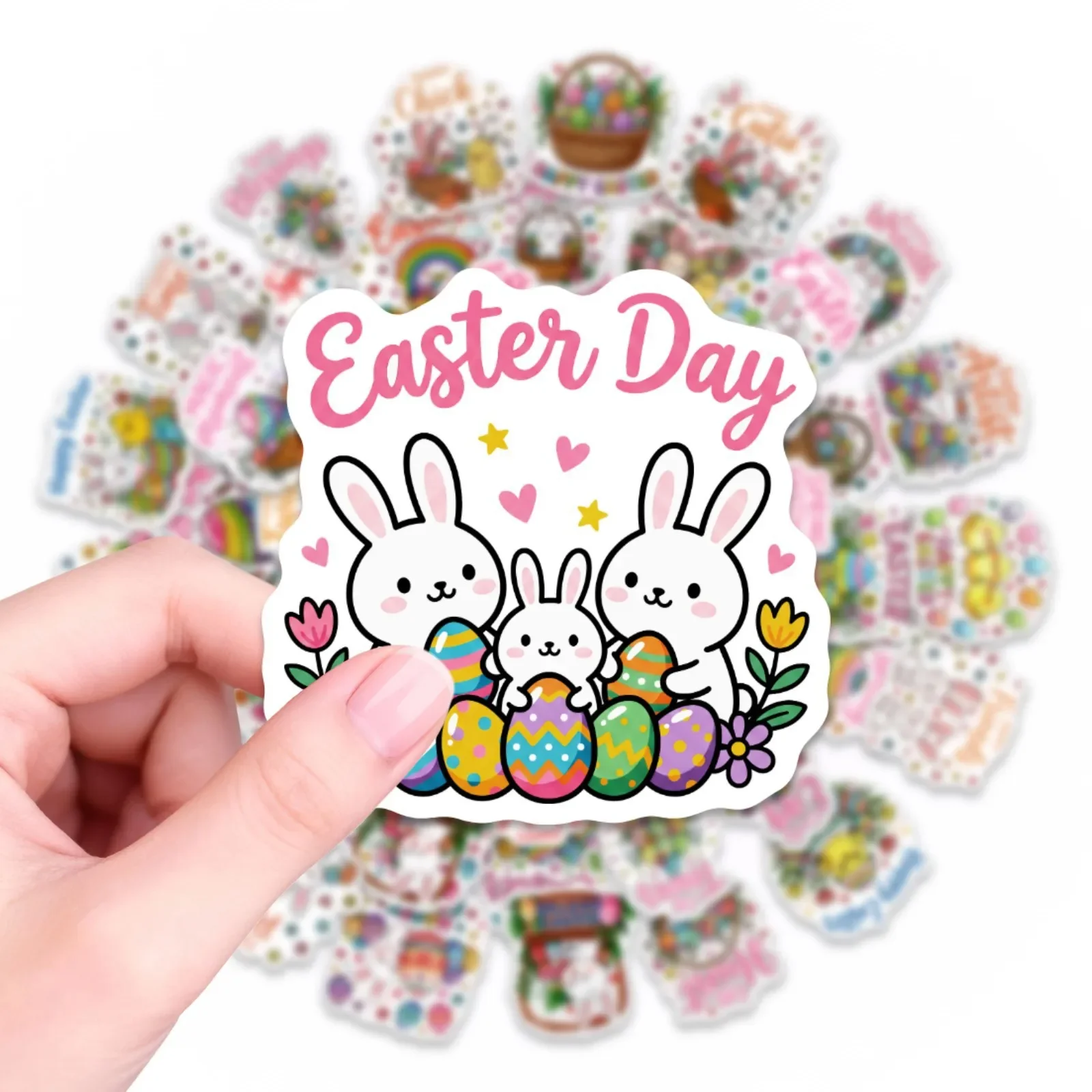 

10/50PCS Cute Easter Egg Rabbit Stickers Cartoon Decals DIY Decoration Notebook Phone Suitcase Laptop Bike Kids Toy Party Gifts