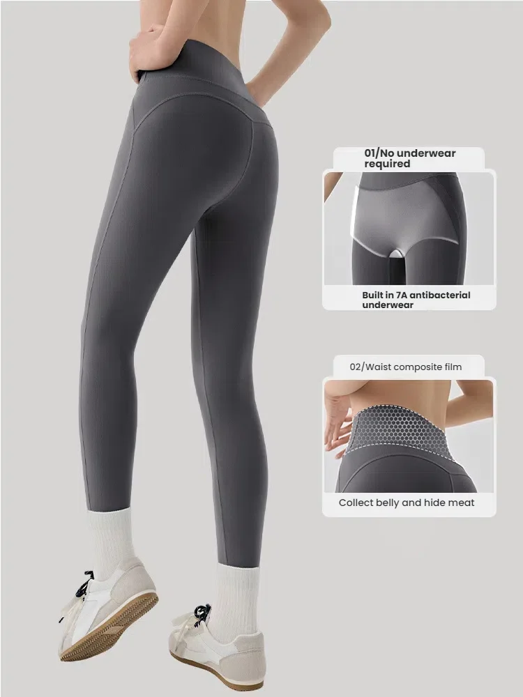 Leggings da yoga da donna da indossare senza mutandine Collant sportivi senza cuciture Abbigliamento donna Pantaloni fitness in vita composita a vita alta