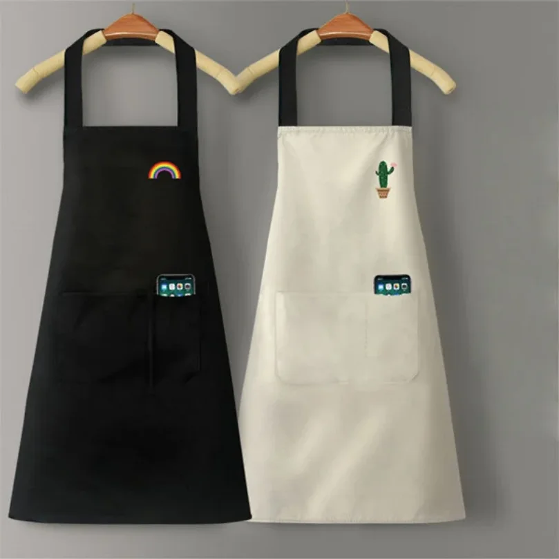 Waterproof Oil-Resistant Apron with Wipeable Hands, Stylish Kitchen Bib for Home Bakery Flower Shop Restaurant Work