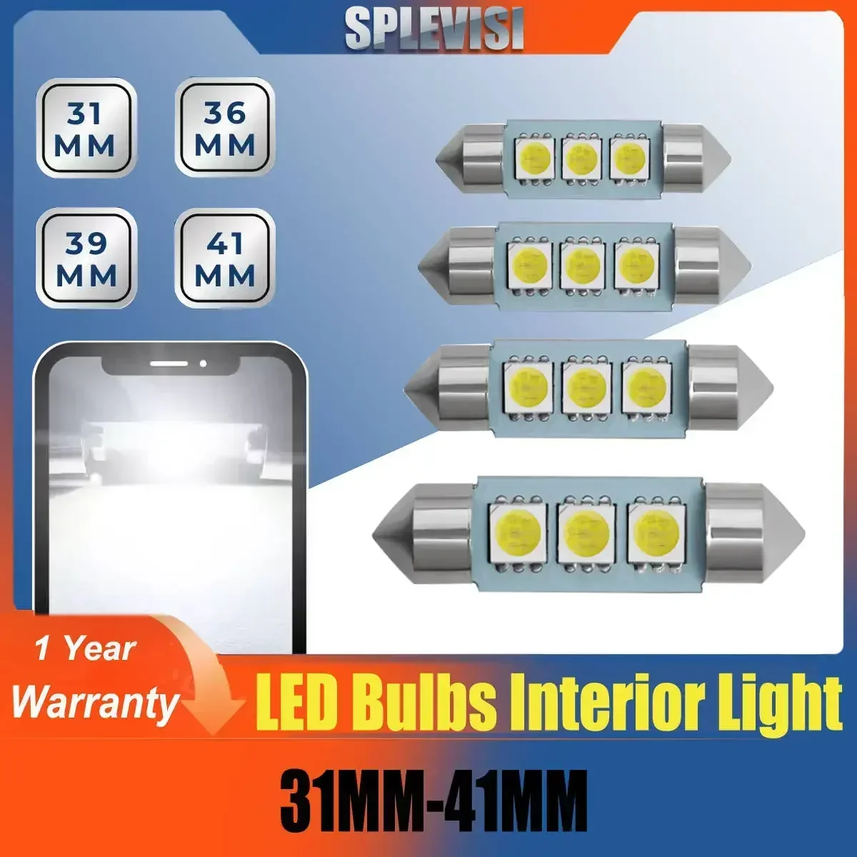 31-41mm Led  Festoon C5w Car Bulb 3 Smd  White Interior 272 C5W Bulbs 12v led lights for car  автомобильные товары