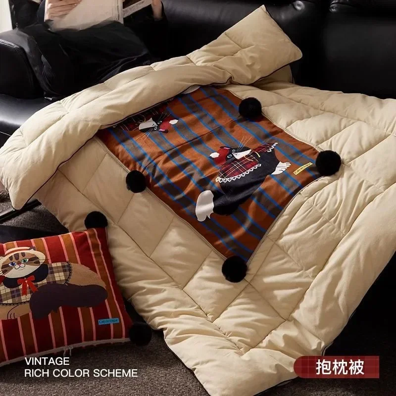 Cat two-in-one throw pillow quilt, high-end feeling, thickened multi-functional car quilt in winter
