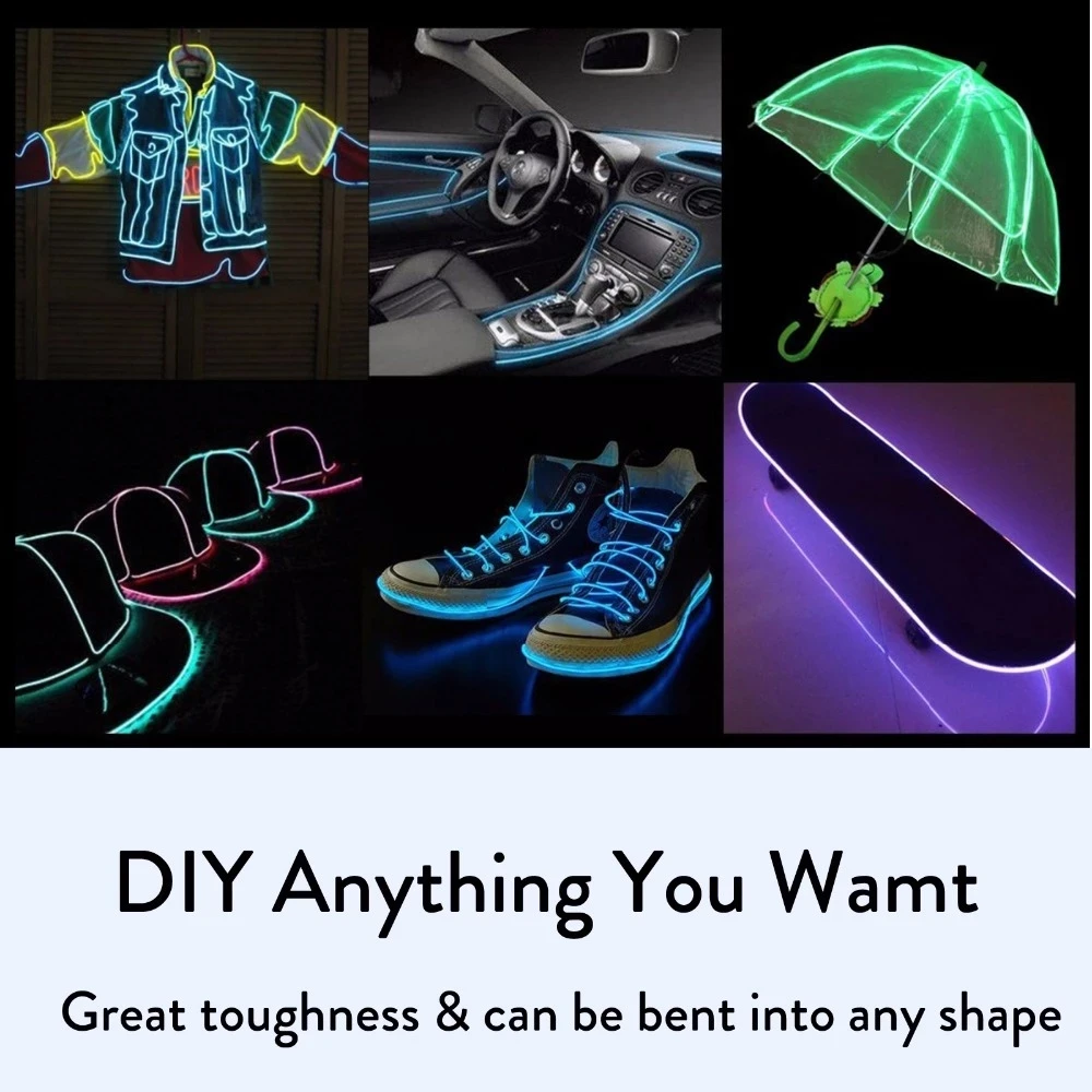 LED Neon Christmas Ball DIY Costume Decoration Light Car Outline Night Light Bar Carnival Clothes Decoration Light 1m/3m/5m
