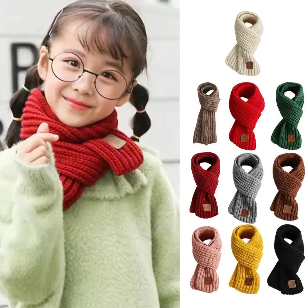 

Children's Knitted Scarf Boys Girls Baby Winter Warm Scarf Women Knit Shawl Scarf Children Neck Collar Keep Warm Accessories New