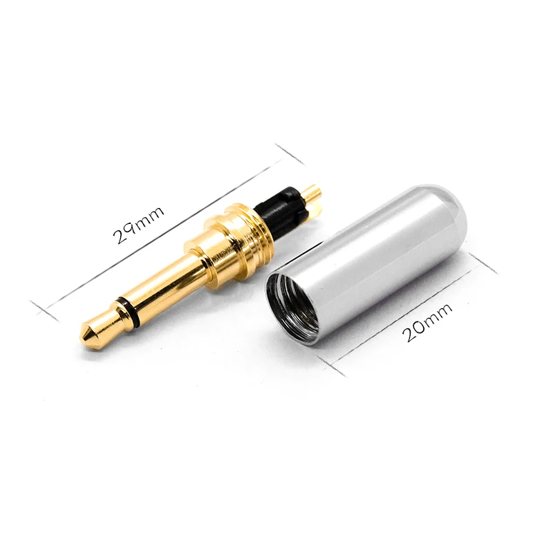 (1 pair) 3.5 mono two-section plug small two-core welding plug DIY all-copper gold-plated