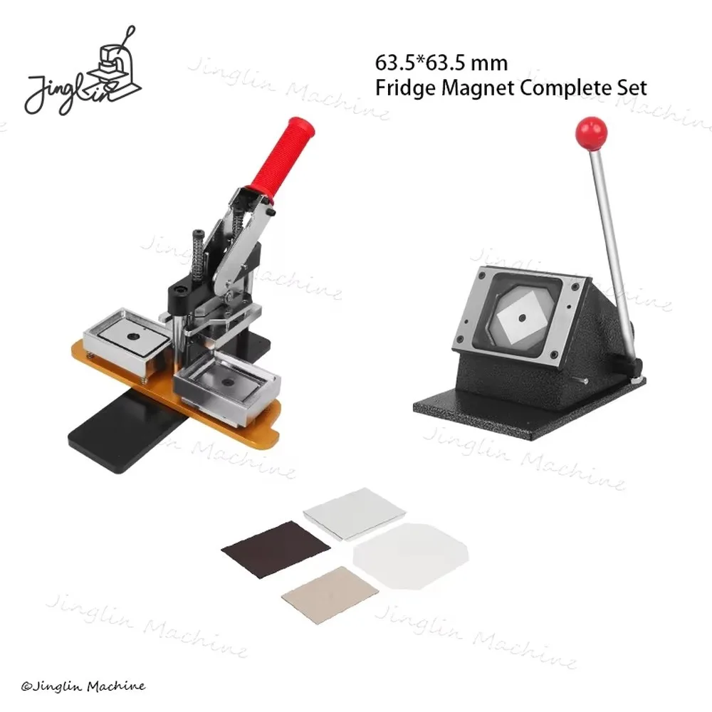 50x50cm Fridge Magnet Button Badge Maker Machine with Paper Cutter and 100pcs Magnet Components DIY Craft Kit
