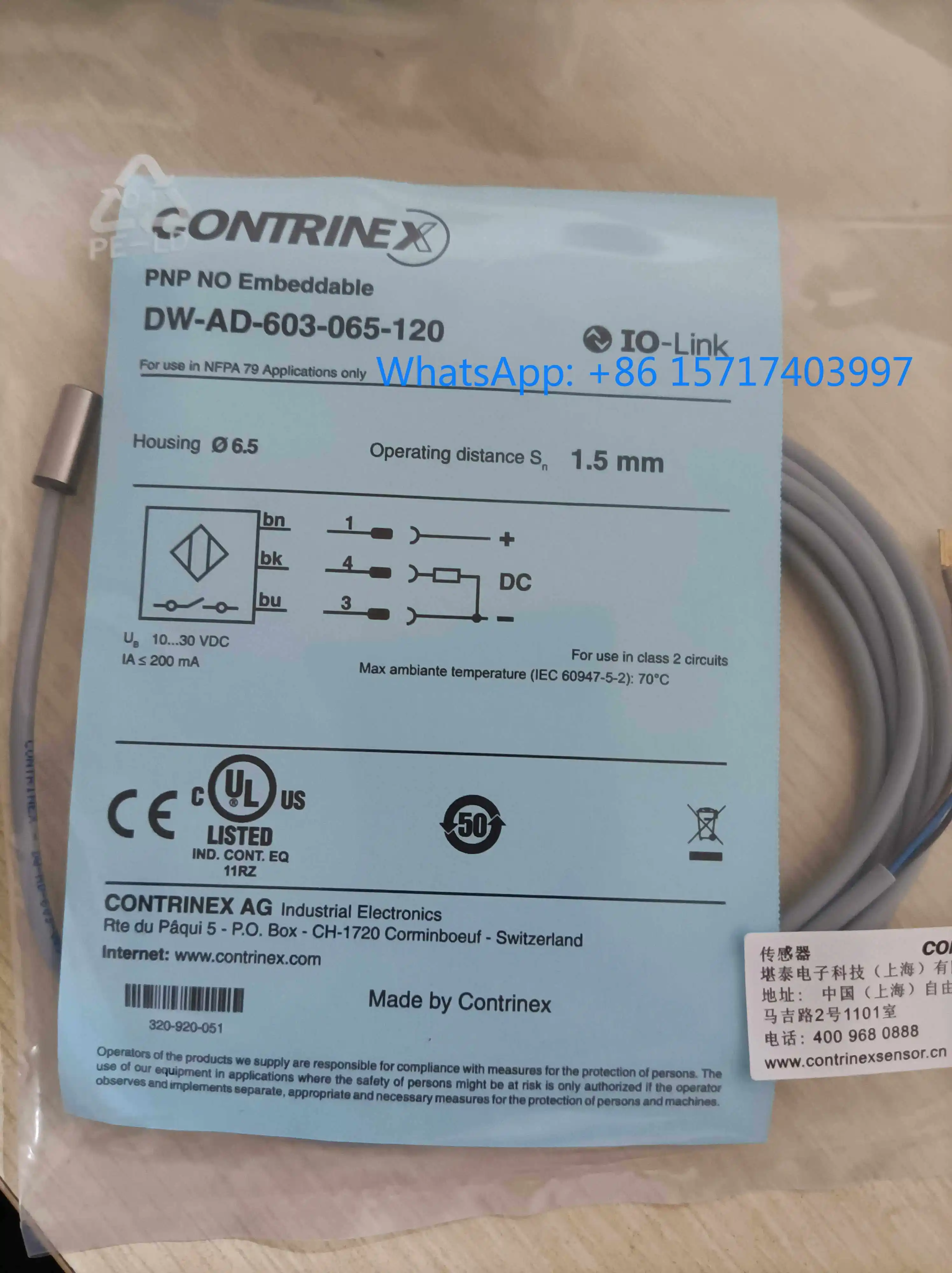 DW-AD-603-065-120 Cantel CONTRINEX sensor is brand new and genuine in stock.