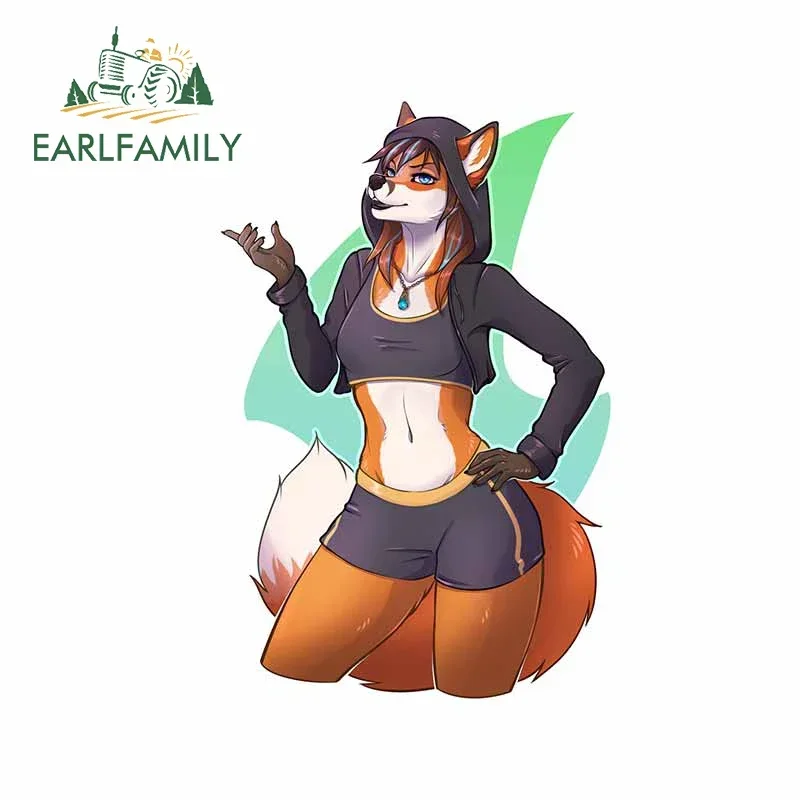 EARLFAMILY 13cm X 8.6cm For Stl Furry Vinyl Car Stickers Scratch-proof Waterproof Window Decal Air Conditioner Car Wrap Decor