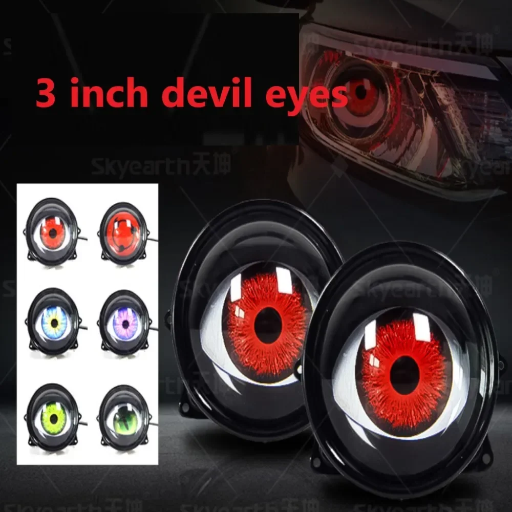 

3-inch Devil's Eye LED Car Dynamic Lights 12v with remote control control Eyes Retrofit Kits Headlight Assembly Auto Accessories