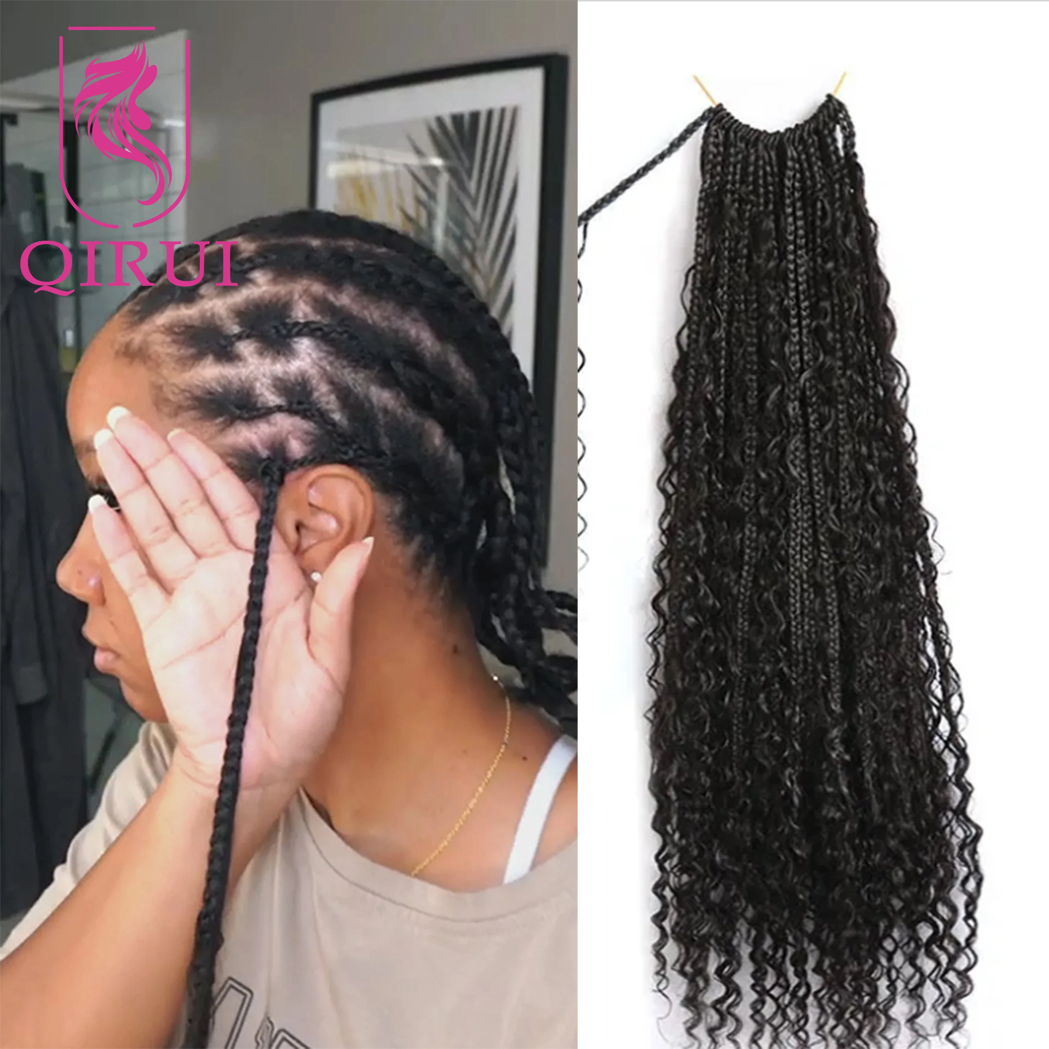 

14-30 дюймов предварительно заплетенные косы в стиле бохо, вязанные крючком волосы с вьющимися концами, вязанные крючком косы, вьющиеся человеческие волосы для чернокожих женщин