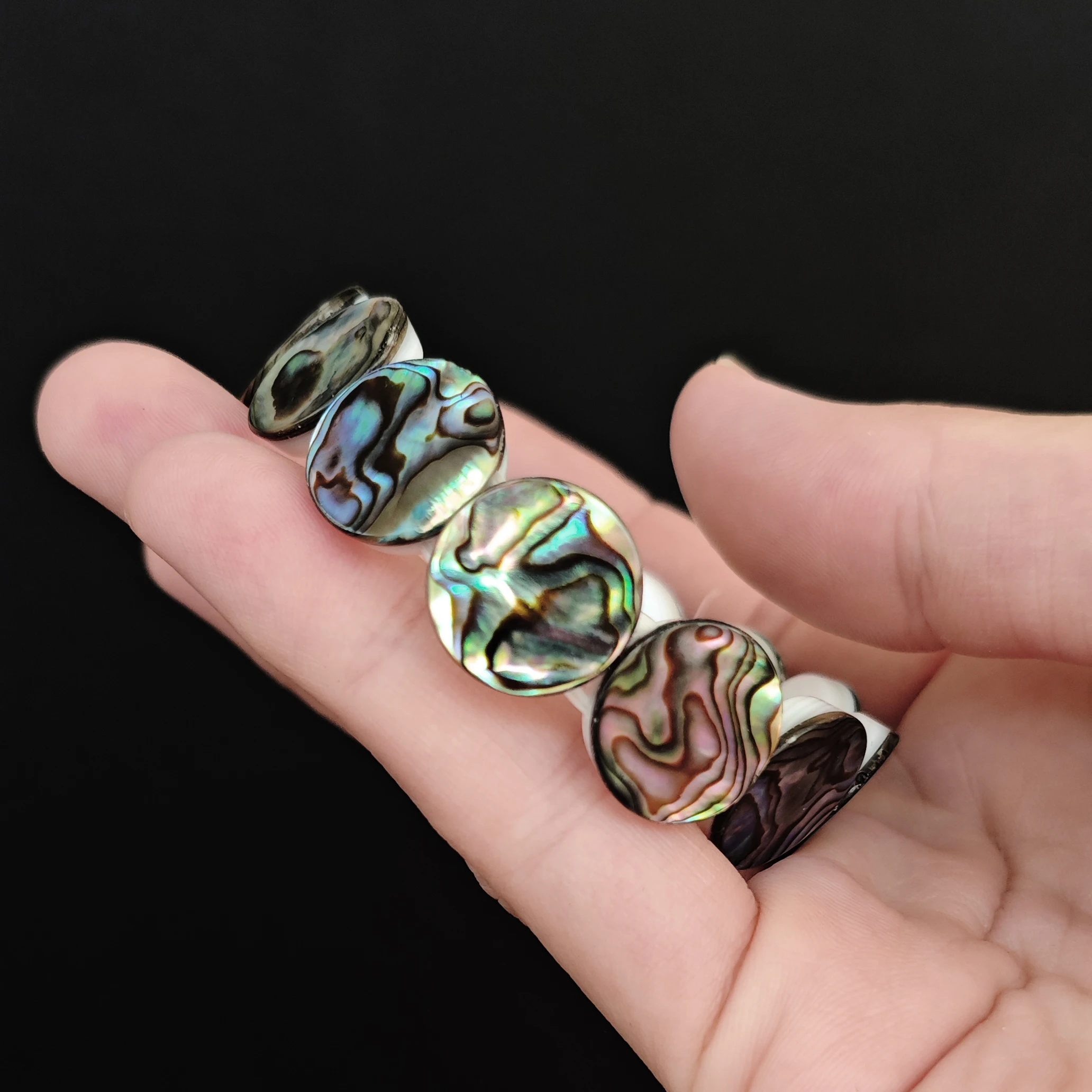 

Natural Abalone Shell Bracelet for Women, Iridescent Ocean Jewelry, Beach Vacation Accessory,Boho Chic Stretch Bracelet