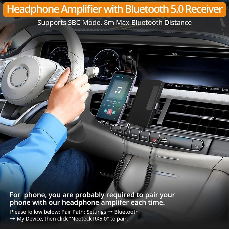 

Приемник AAAEL-Bluetooth 5.0 Портативный усилитель для наушников 3,5 мм, двухступенчатый переключатель усиления, Hi-Fi усилитель для наушников 16-300 Ом