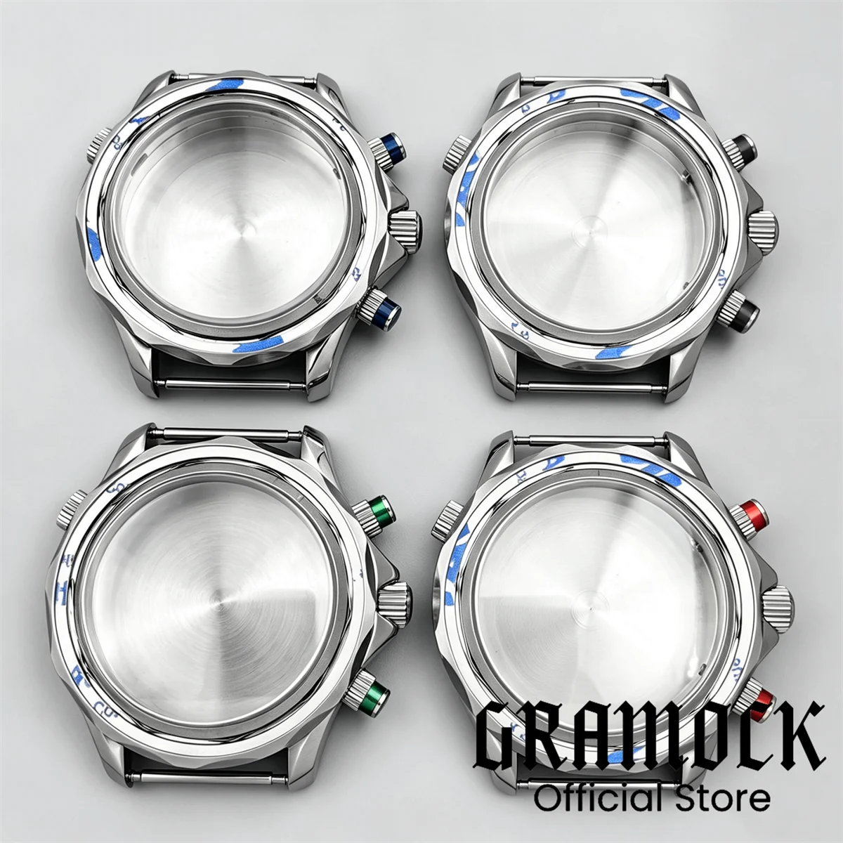 VK63 Multy-functional Case 41mm Chronograph Watch Case Ceramic Bezel Fit VK63 VK64 Quartz Modified Diver Watch Case Screw Crown