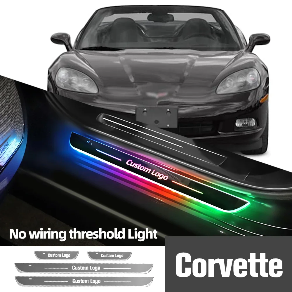 

For Chevrolet Corvette C6 C7 C8 1997-2023 Car Door Sill Light Customized Logo Led Welcome Threshold Pedal Lamp Accessories