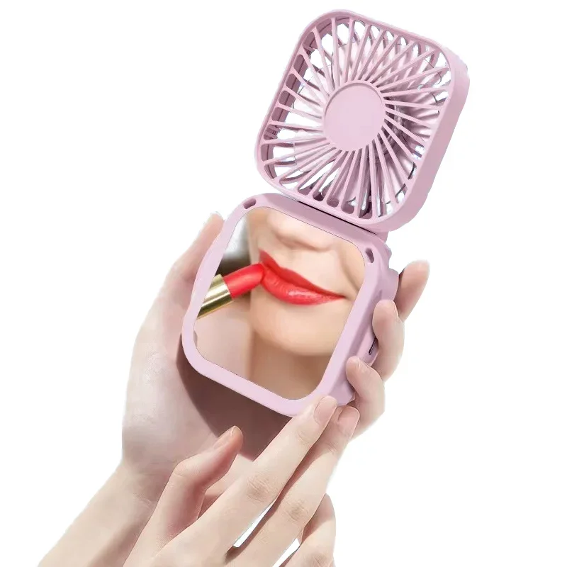 

# Hot Sales Outdoor Portable Neck Air Cooling Fan Handheld Portable Handy Usb Charging Mini Electric Small Folding Fan With Mirr
