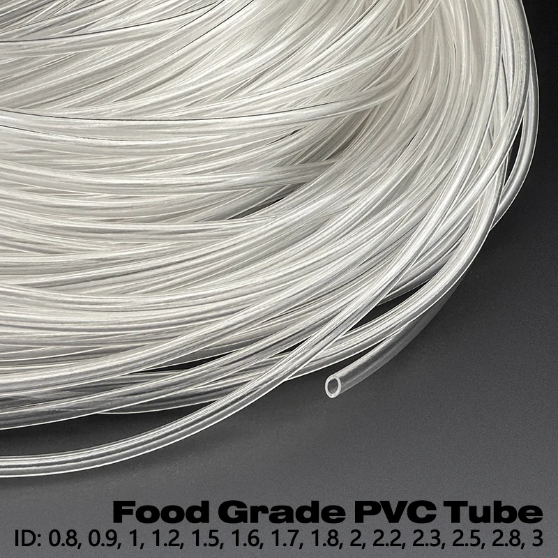 

ID 0.8mm 1 1.5 2 2.5 3mm Food Grade PVC Capillary Hose Transparent Nontoxic Flexible Pipe Plastic Tube Anti-Bending Anti-Tearing