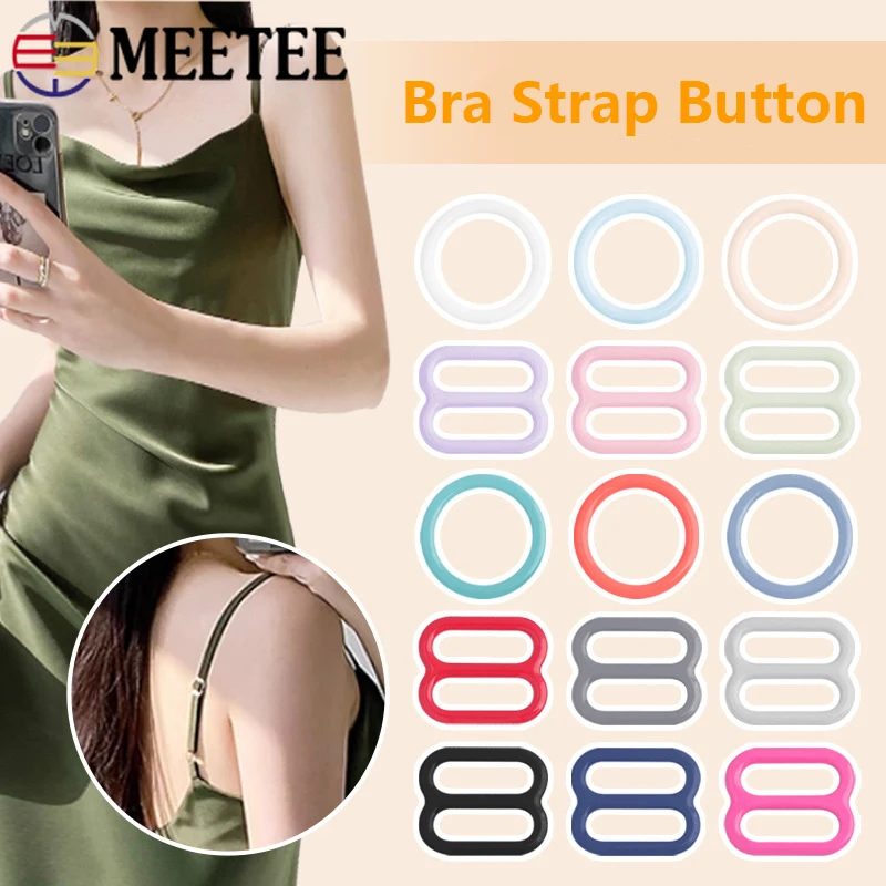 50/100Pcs Meetee 10mm Bra Shoulder Strap Adjust Buckle O Ring Buckles Underwear Slider Rings Carabiner Clips Sewing Accessories