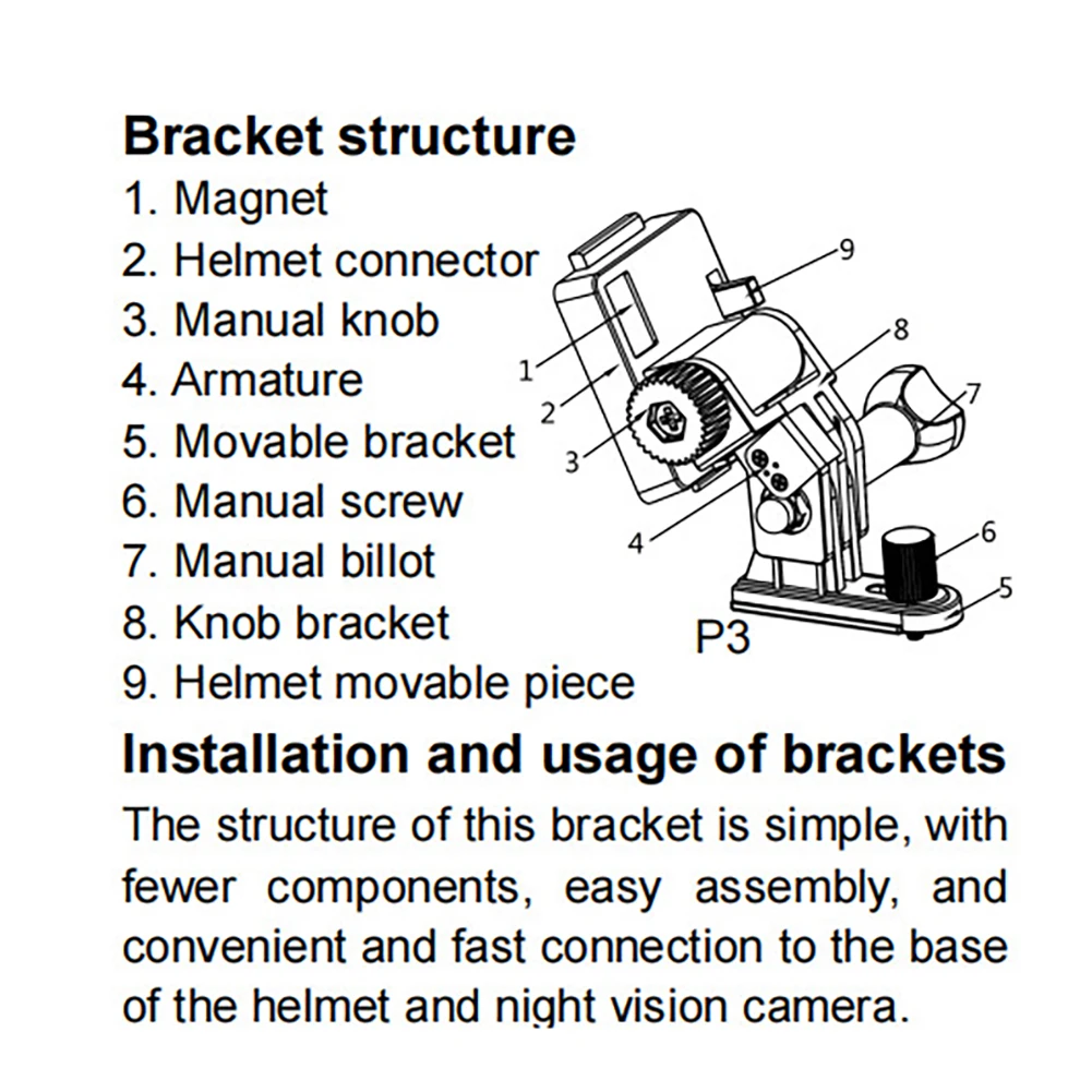 Night Vision Goggles Helmet Mount Mounting Stand Holder ABS Helmet Accessory Compatible For NV8000 NV8160 NV8300