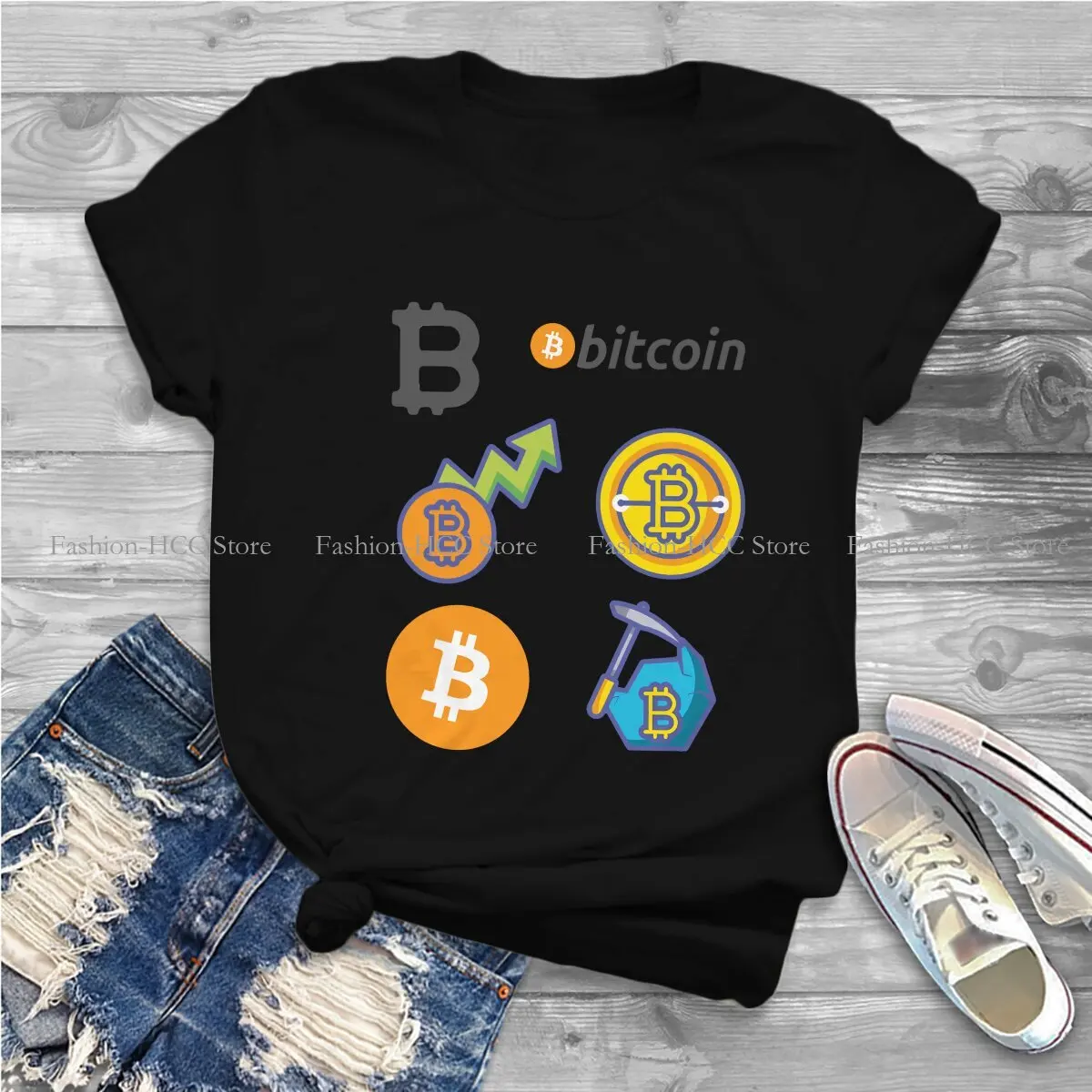 Poliéster camiseta para homens, "eu te amo tanto bitcoin", roupa hipster