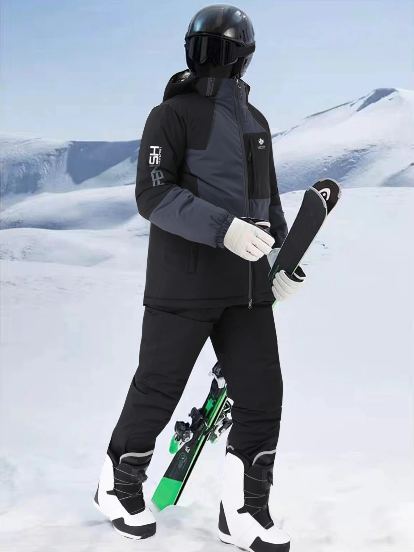 1Set Sports & Outdoor Supplies Outdoor Casual Winter Sports Skiing Supplies Clothing Men Ski Suit Menski Set Top+Bottoms Hx381-1