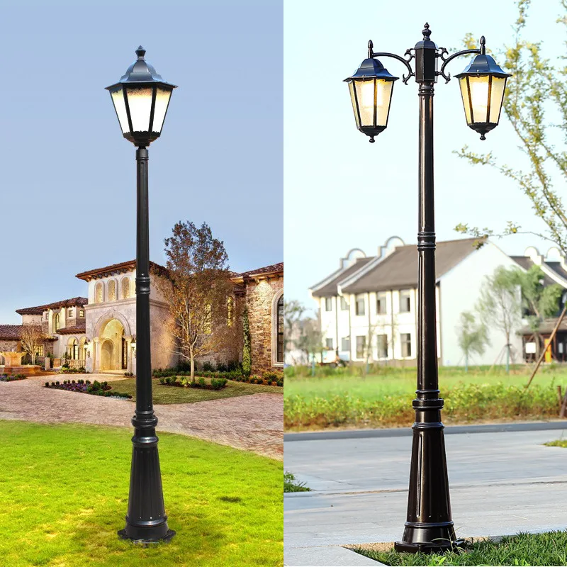 

European Double-headed Led Garden Light Outdoor Waterproof 3m Retro Garden Landscape Light Community Park Antique Street Light