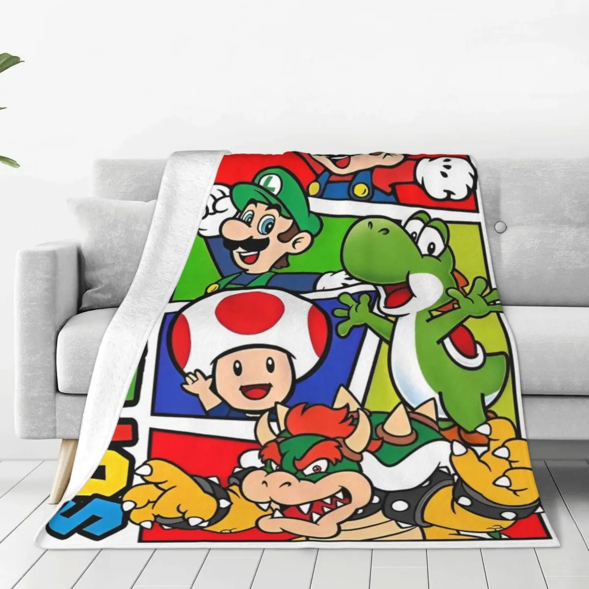 Cartoon M-marioes Warm Soft Blanket Camping Plush Throw Blanket Fluffy Couch Bed Flannel Bedspread Sofa Bed Cover