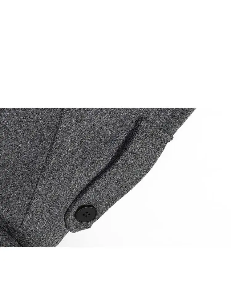 

HH женское однобортное пальто с высоким воротником и карманами на молнии, повседневное короткое пальто, женская модная свободная уличная куртка с длинными рукавами