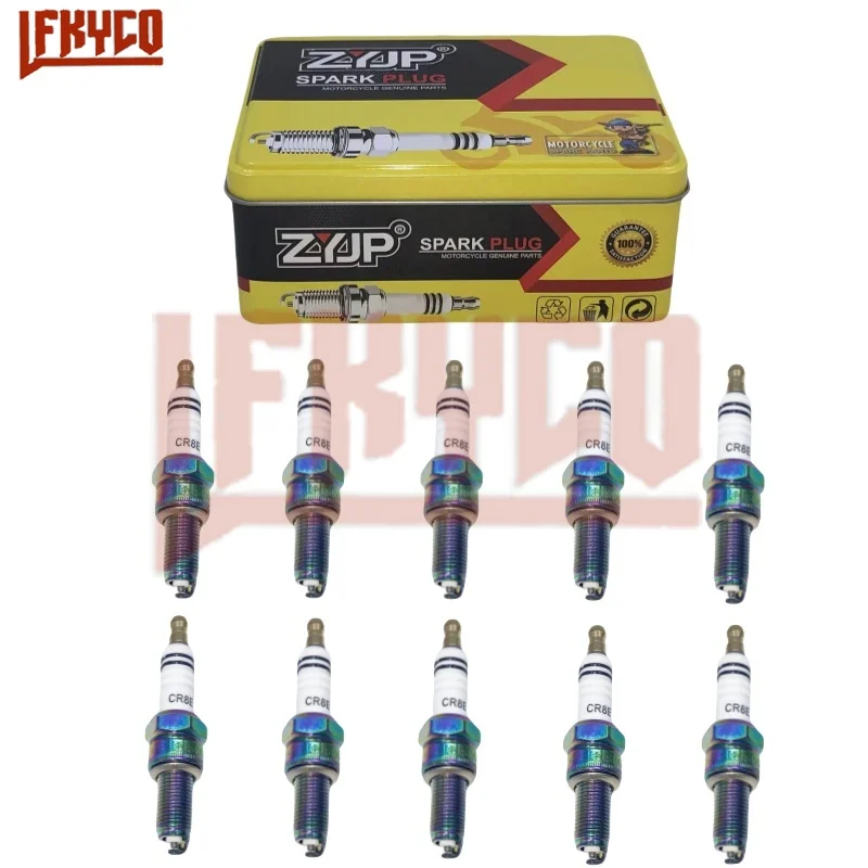 

10PCS CR8E Iridium Torch Spark Plugs Ignition Candle Motorcycle Replace 10mm for Benelli SUZUKI YAMAHA BOSCH Sparkplug Cap Moto