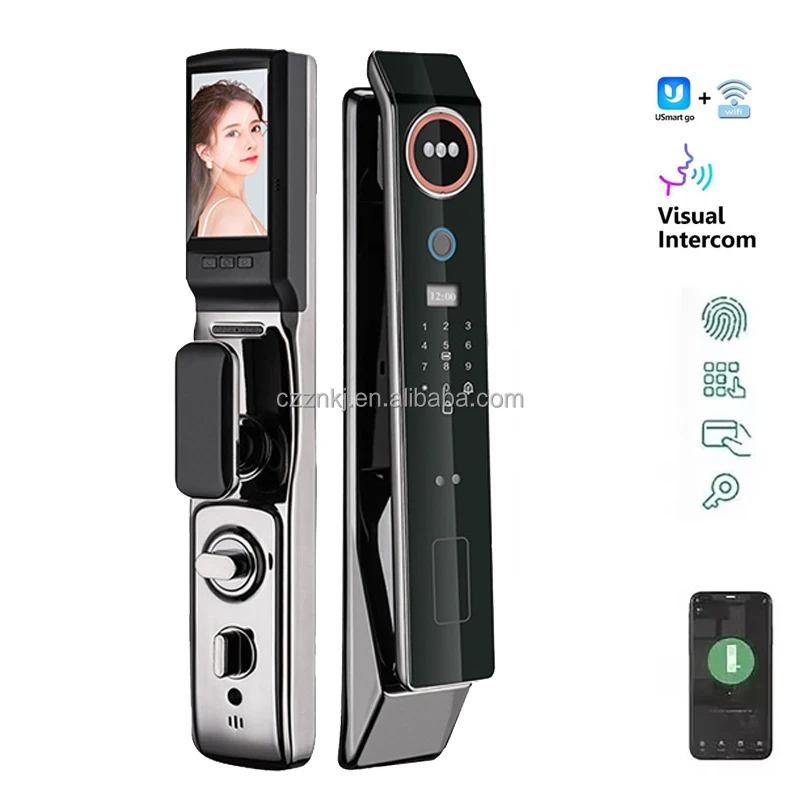 Anti-theft 3D Face Recognition Aluminum Alloy Digital Fingerprint Password Smart Home Door Lock WiFi for Wood Doors Cloud
