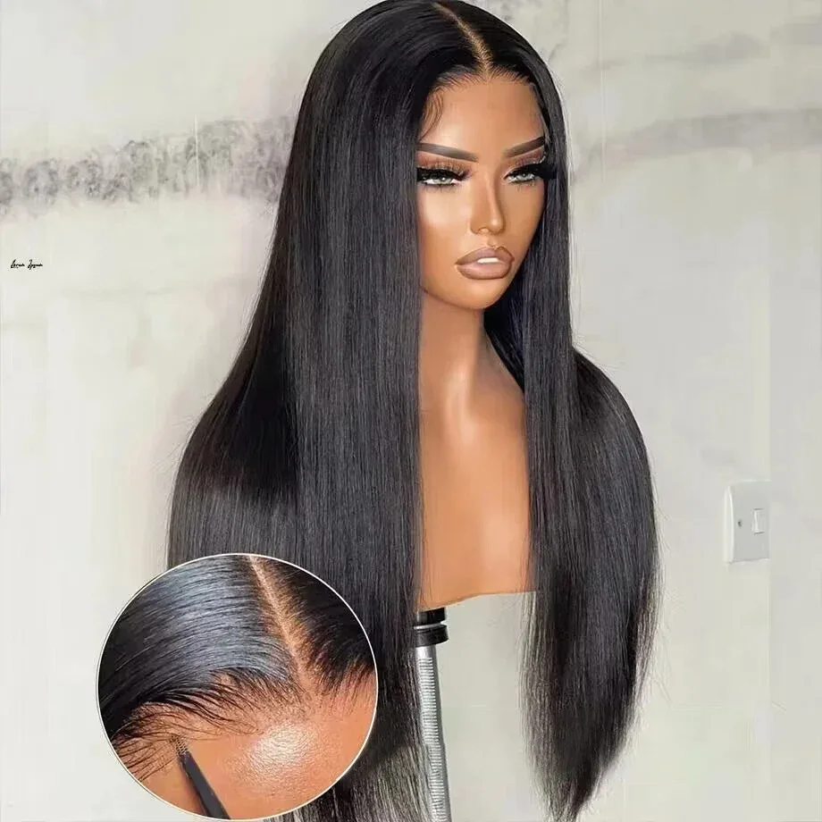 30 Inch 200 Density Straight Lace Frontal Human Hair Wig 13x6 HD Transparent Lace Front Wig PrePlucked For Black Women