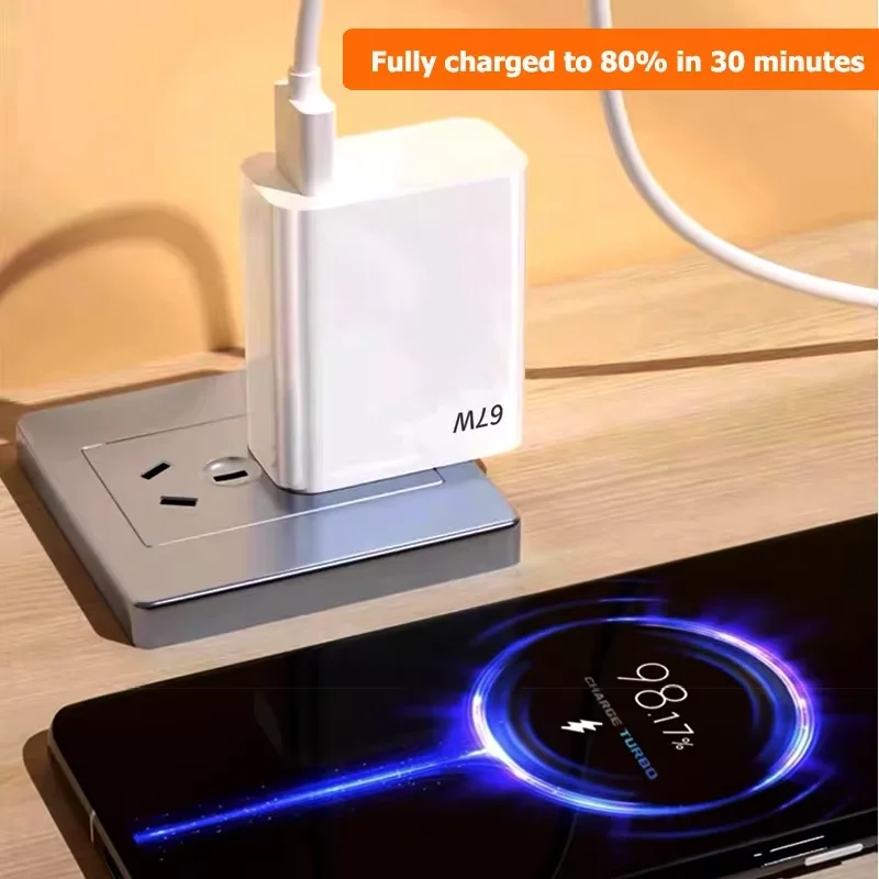 Ładowarka Xiaomi 67W z kablem USB-C o długości 1 m, kompatybilna z modelami Mi 13, 12, 11 Turbo, Poco F5, F3, X5 Pro, X4, X3 oraz Redmi Note 13, 12, 11, 14. — zdjęcie produktu 4