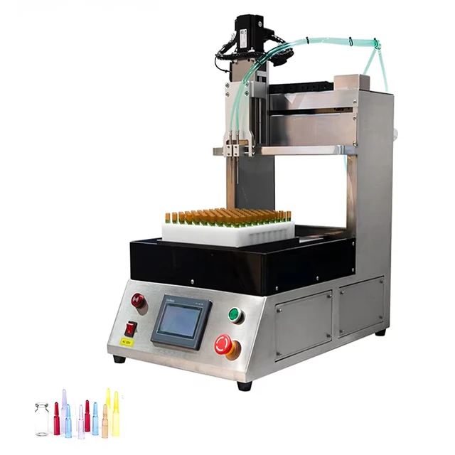 Ampoule Small Scale Liquid Filling Machine High Speed Precision 2 Heads Valveless Ceramic Plunger Pump Filling Machine