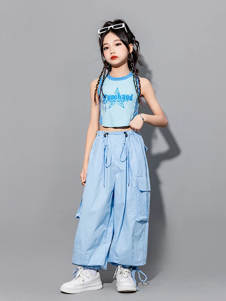 Children hiphop street dance hipster suit summer dopamine catwalk tide clothing girls jazz navel-gazing jazz dance costume