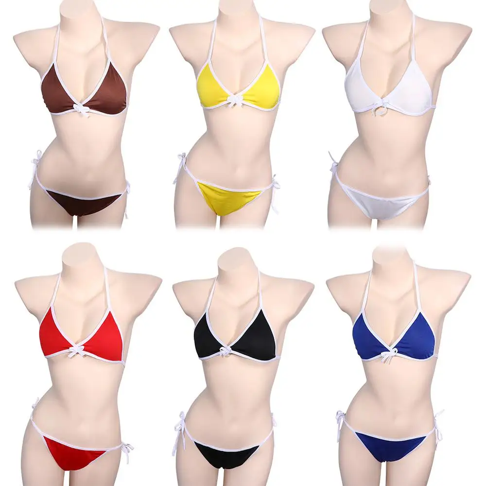 

Simple Sexy Solid Color Push-up Bra Biquini Halter Neck Strap Swimwear Bathing Suit Bikini Sets Swimsuit