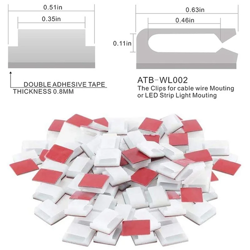ABAH-Self-Adhesive LED Strip Light Mounting Brackets And Clips,LED Light Strip Clips,LED Strip Light Holder (1000-PACK White)