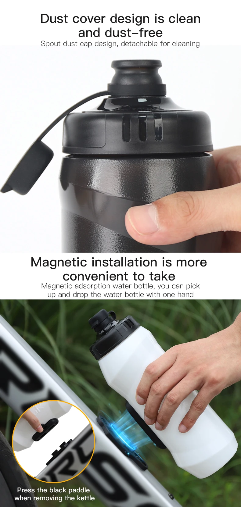 OsmaR Magnets Bottle Bicycle Cageless Bottle Engineered 450/600/750ML Befestigter Flaschenhalter Magnetische Montagebasen Fahrradflasche – Detail 6