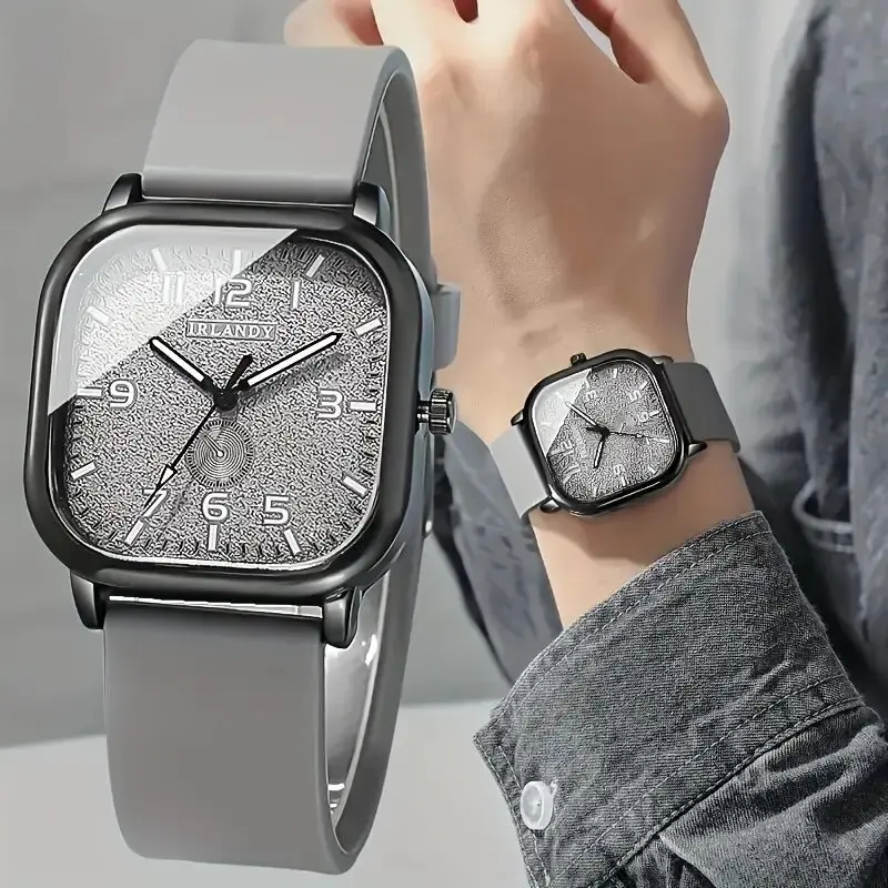 Fashion Square Women's Watch Casual Silicone Strap Quartz Watches Sports Wristwatch For Men Women Students（Without Box）