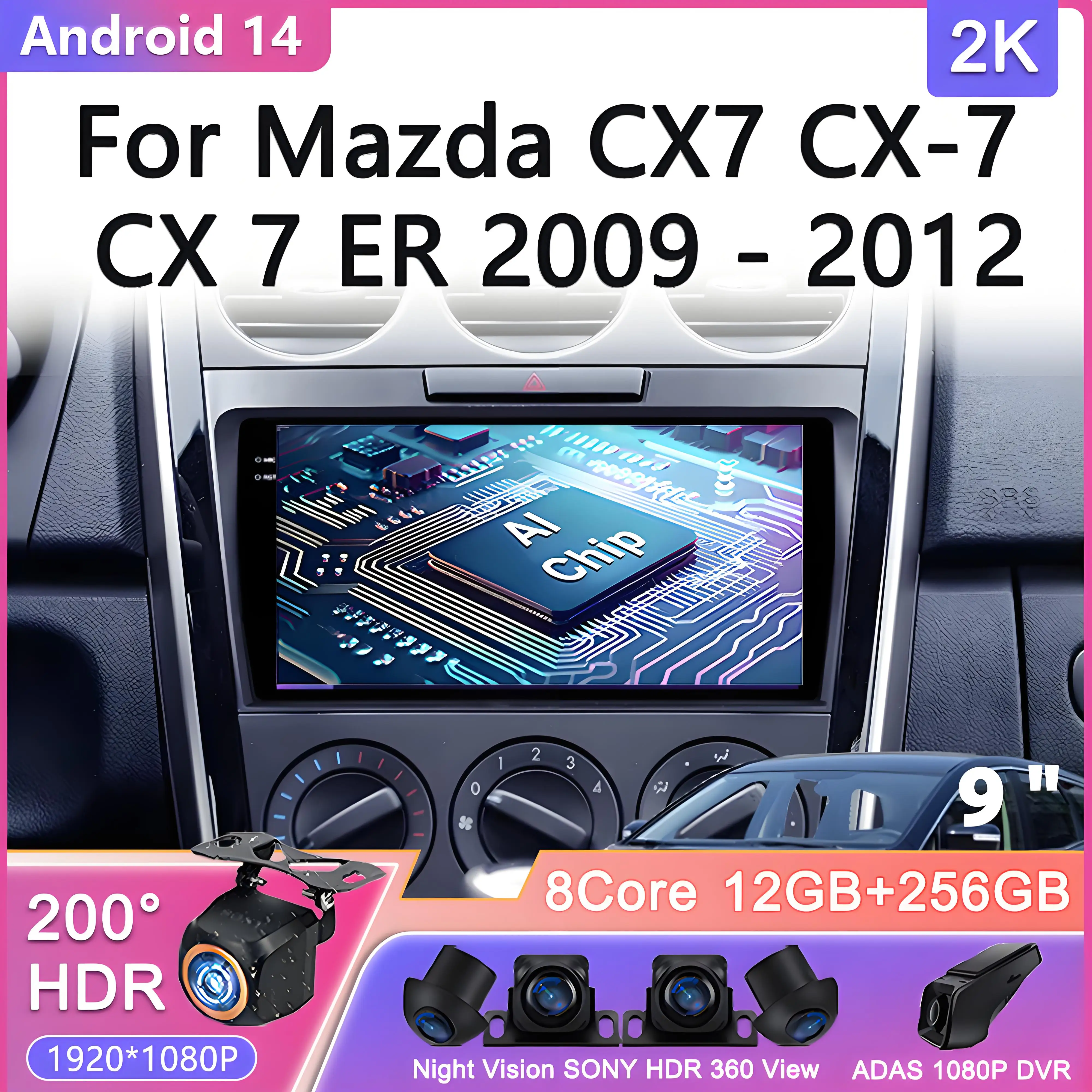 

Android 14 для Mazda CX7 CX-7 CX 7 ER 2009-2012 Автомобильный радиоприемник Мультимедийный видеоплеер Навигационный монитор Экран ТВ lettore Видео