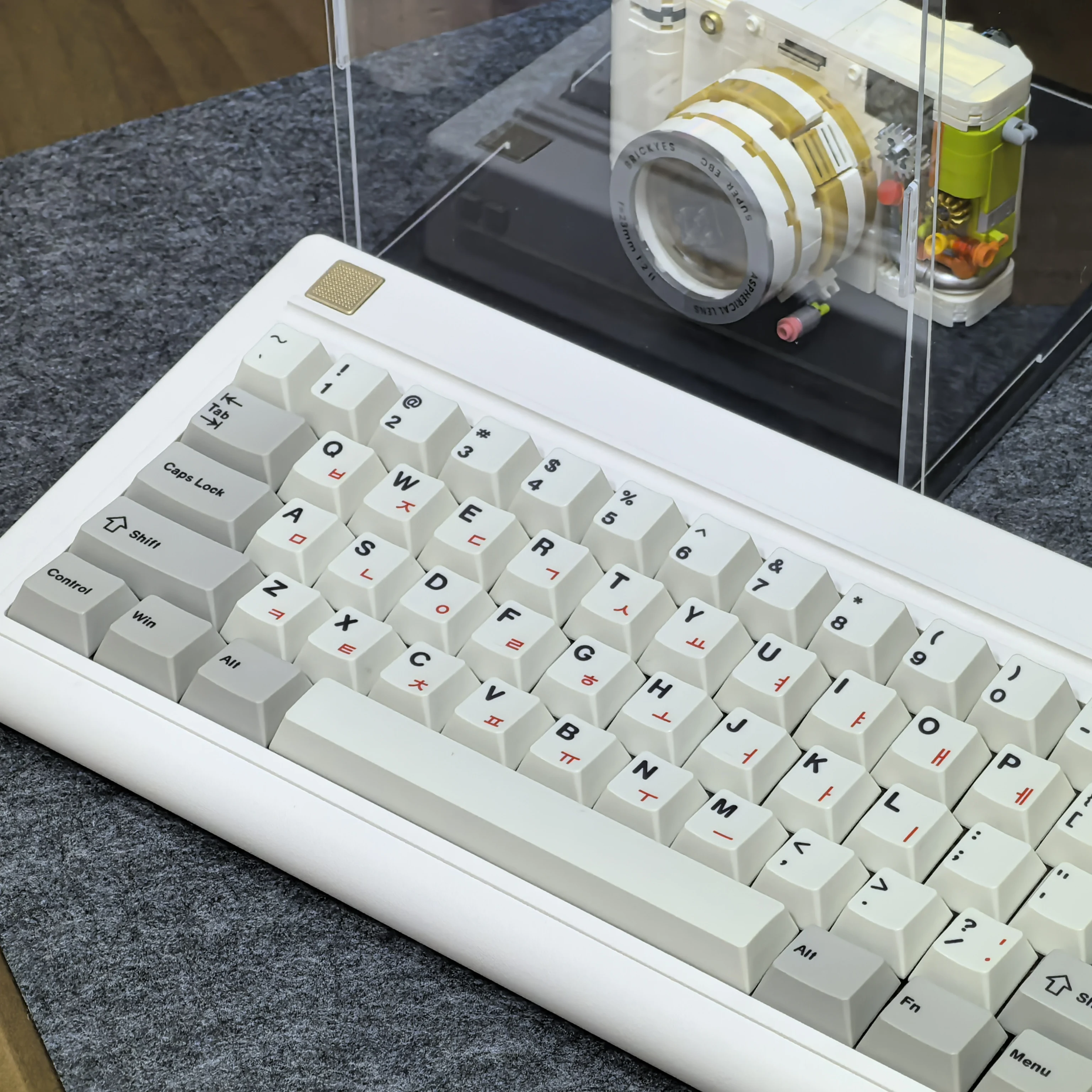 Coreano retro keycap cereja pbt processo de sublimação simples 135 teclas keycap conjunto fora-branco cinza vermelho personagens russo hangul keycap