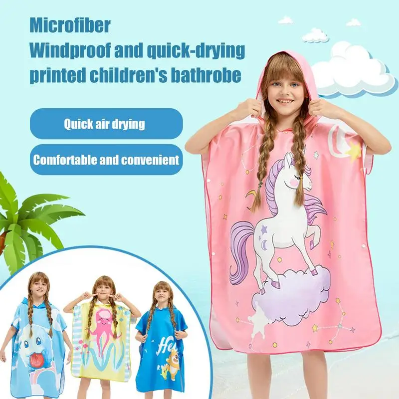 

Hooded Bath Robes For Kids Surf Towel Quick Dry Hooded Robe For Kids Comfortable Swim Robe Absorbent In Soft Microfiber For