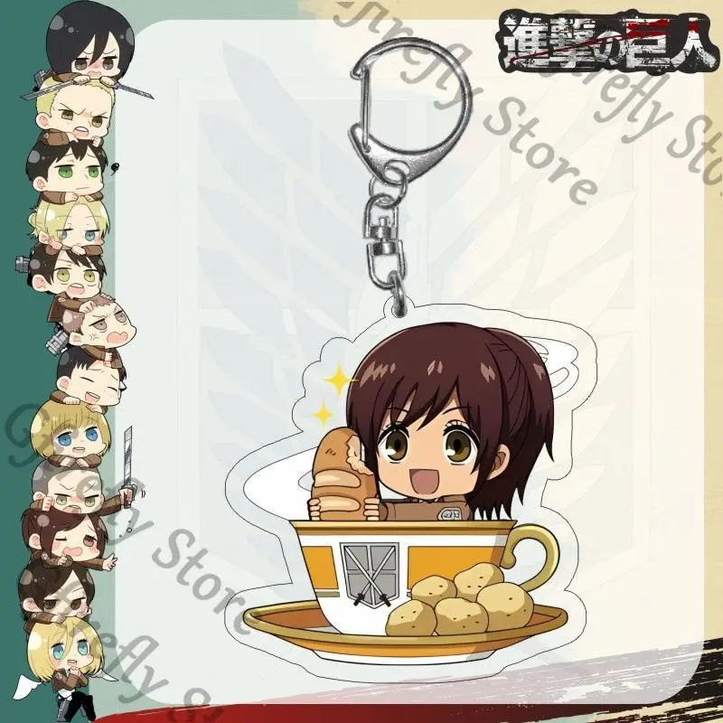 Anime Eren Jaeger Aanval op Titan Mikasa.Ackerman Opknoping Drop Hanger Sleutelhanger Ambitus Acryl Q Versie Levi Ackerman Gift