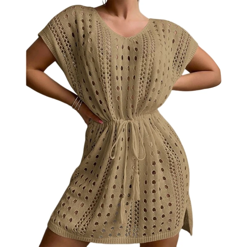 Robe plage en crochet pour femmes, Cover-Up pour maillot bain, Sexy, ajouré, Cover-Up pour les maillots bain