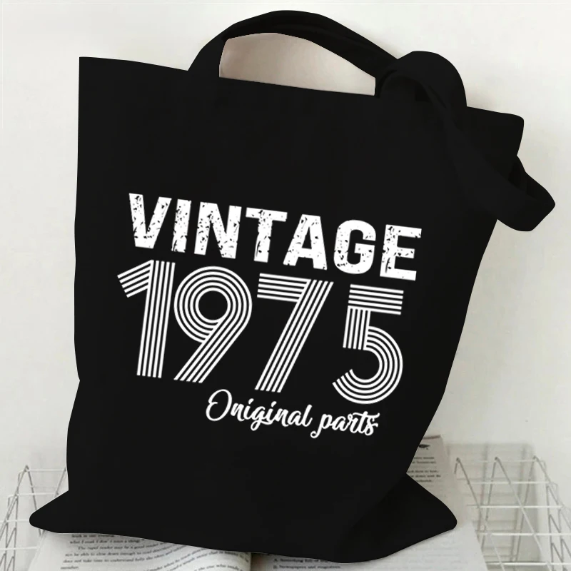 Vintage 1974 Pattern Tote Bag for Women 1970~1979 Women\'s Canvas Bag Reusable Crossbody Bags Reusable Foldable Storage Tote Bag